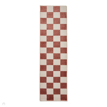Baltimore 66618 Modern Checkerboard High-Density Smooth Polyester Flat-Pile Plum Runner-Think Rugs-Rug Love - The Most Loved Rug Store